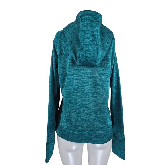 Danskin Now Heathered Green Hooded Fleece Lined Thumb Holes Jacket Women's L - Picture 2 of 5